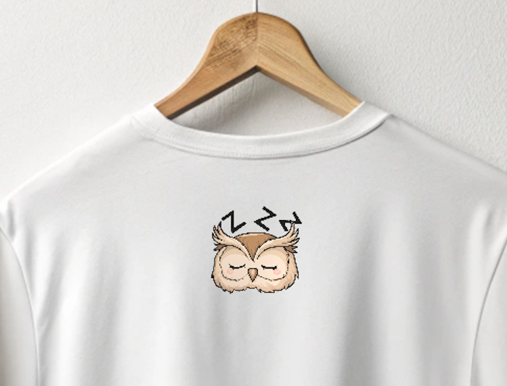 SLEEPY OWL, Unisex T-shirt, Printed Both Side