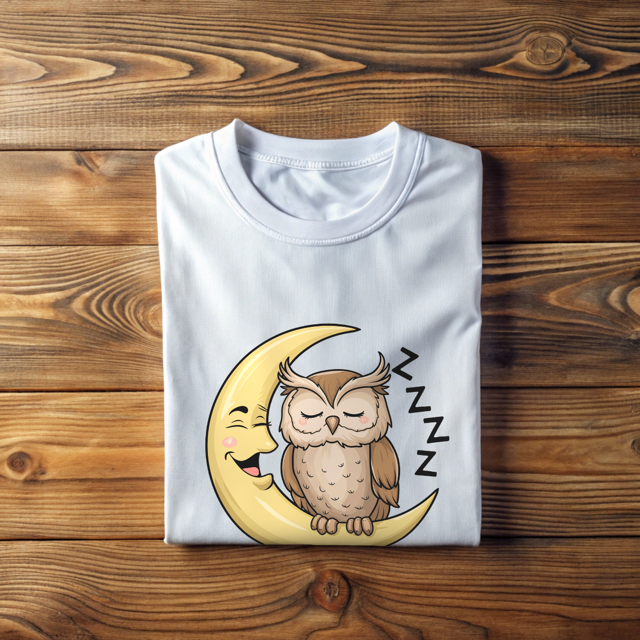 SLEEPY OWL, Unisex T-shirt, Printed Both Side