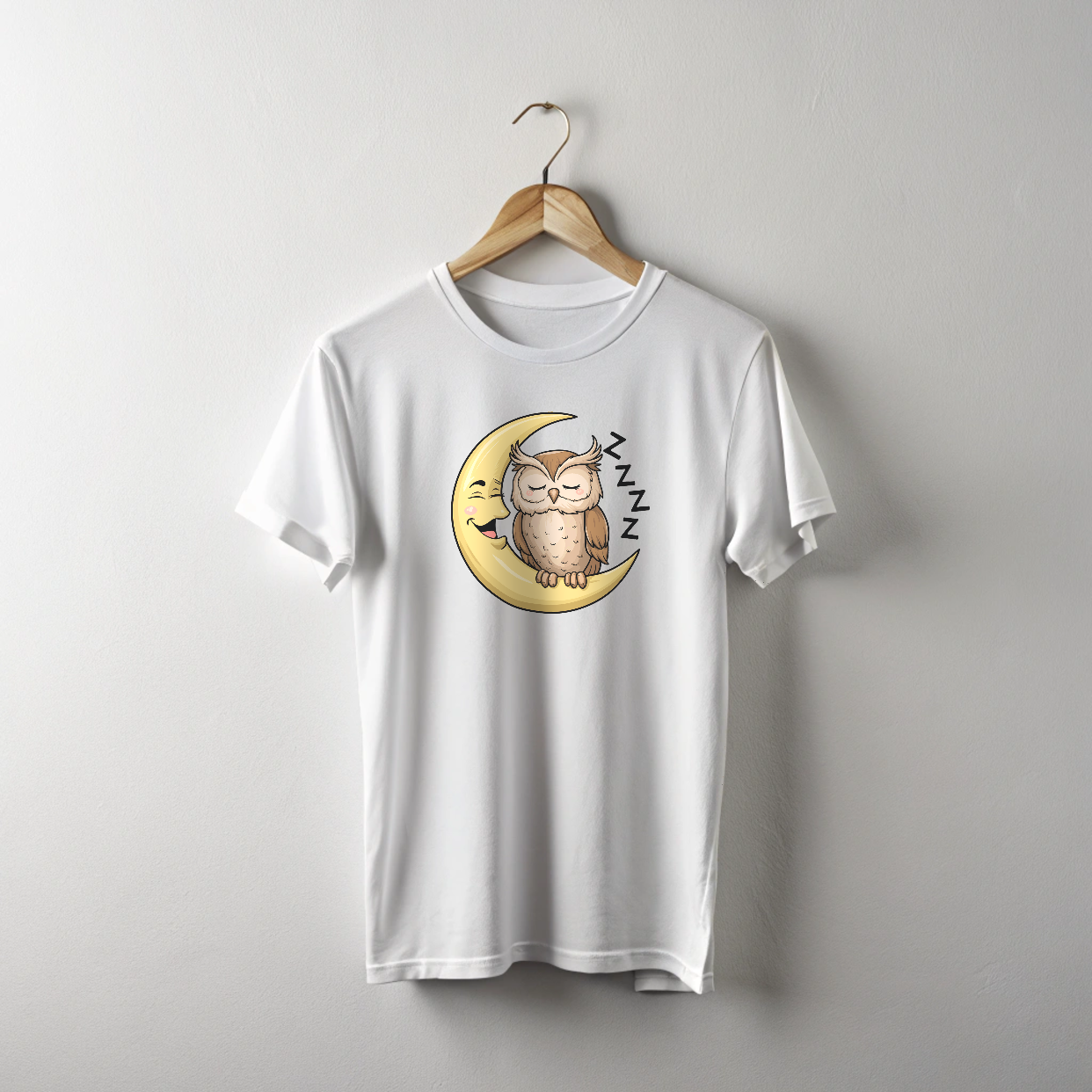 SLEEPY OWL, Unisex T-shirt, Printed Both Side