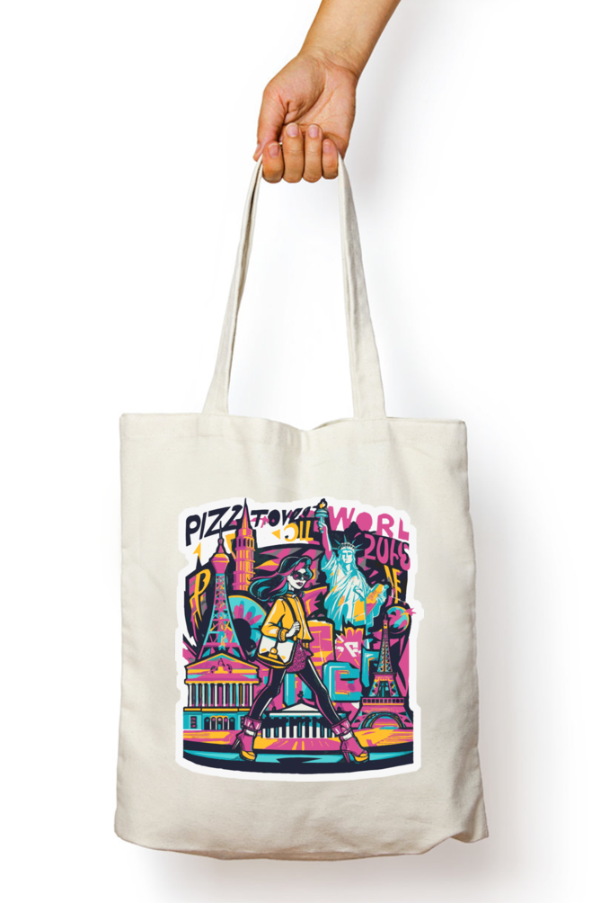 Cotton Printed Tote bag with Zipper