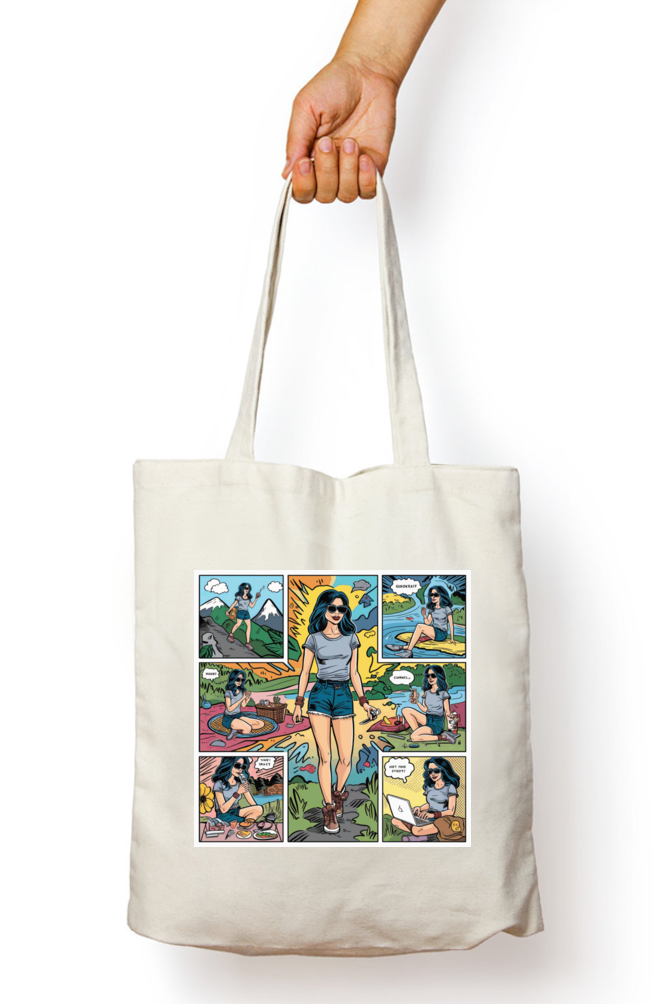 Cotton Printed Tote bag with Zipper