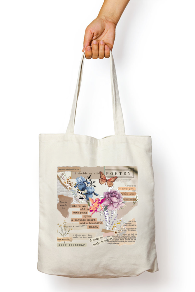 Cotton Printed Tote bag with Zipper