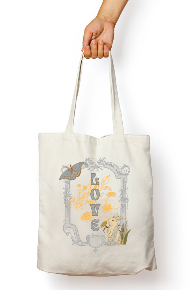 Cotton Printed Tote bag with Zipper