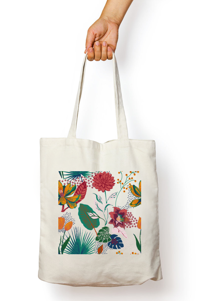 Cotton Printed Tote bag with Zipper