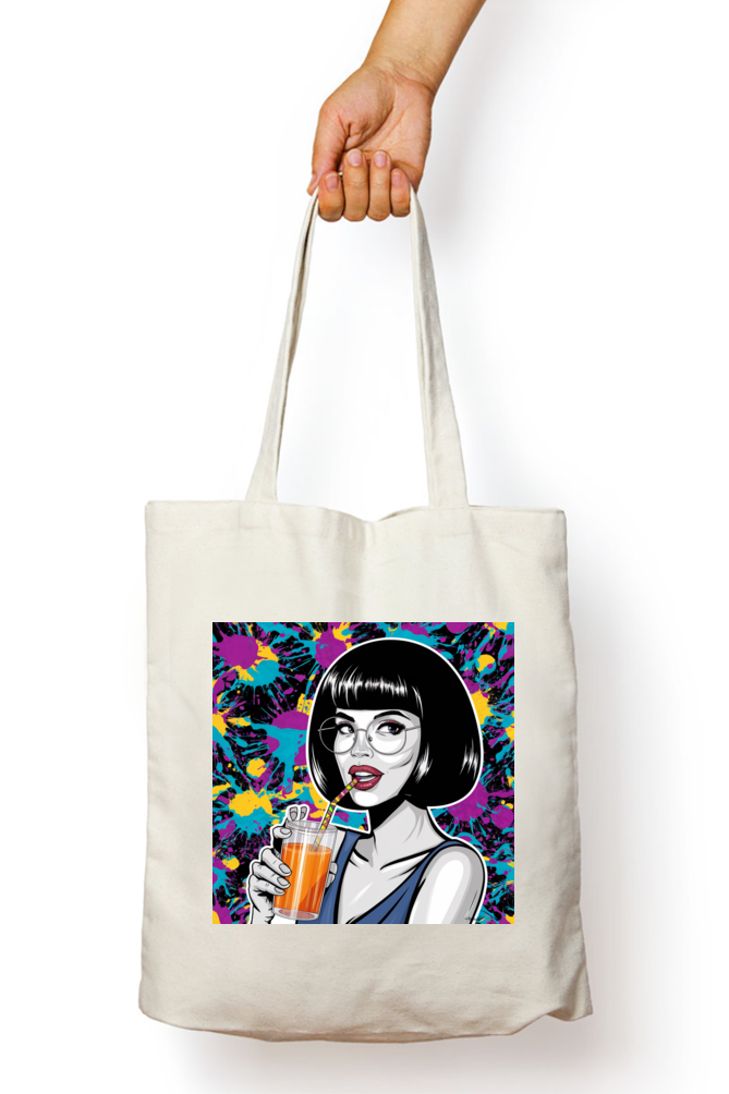 Cotton Printed Tote bag with Zipper