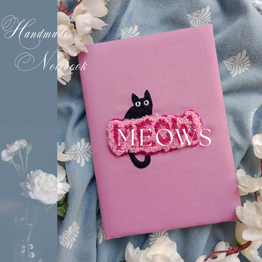 MEOW - Hand Embroidered Notebook