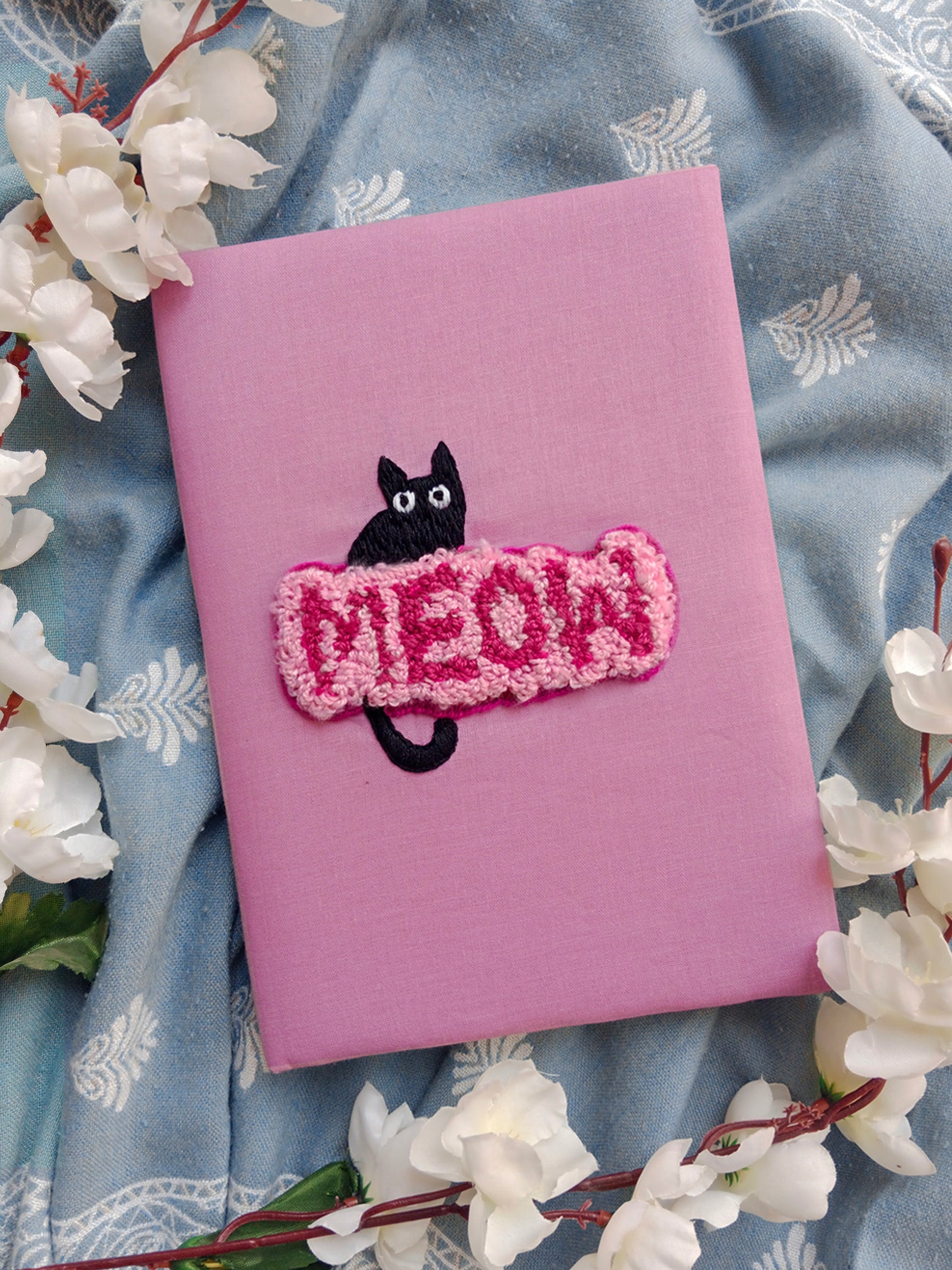 MEOW - Hand Embroidered Notebook