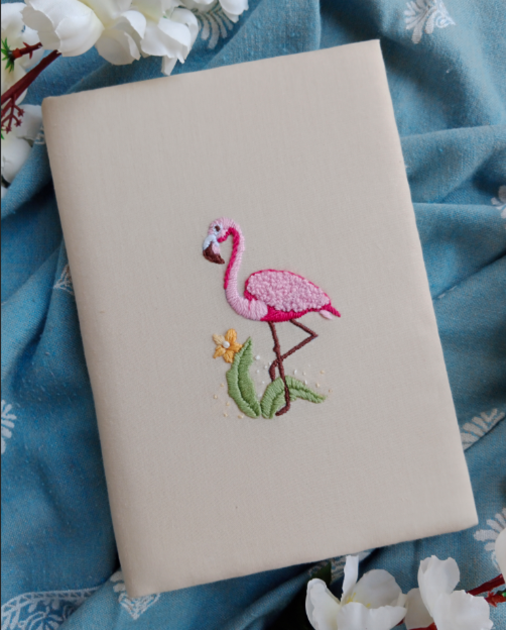 FLAMINGO - Hand Embroidered Notebook