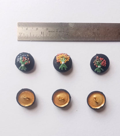 Hand Embroidered Button (set of 6)