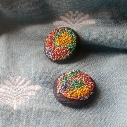 Hand Embroidered Button (set of 2)