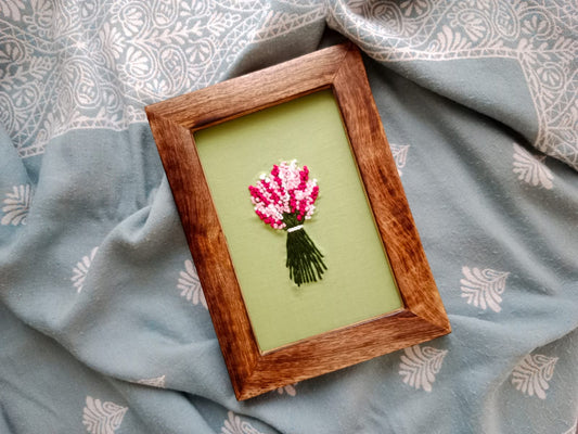 Wooden Framed Embroidery – Floral Design