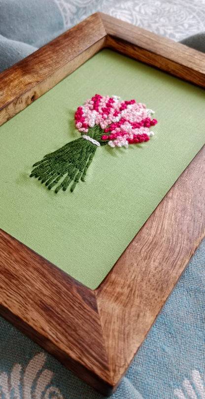 Wooden Framed Embroidery – Floral Design