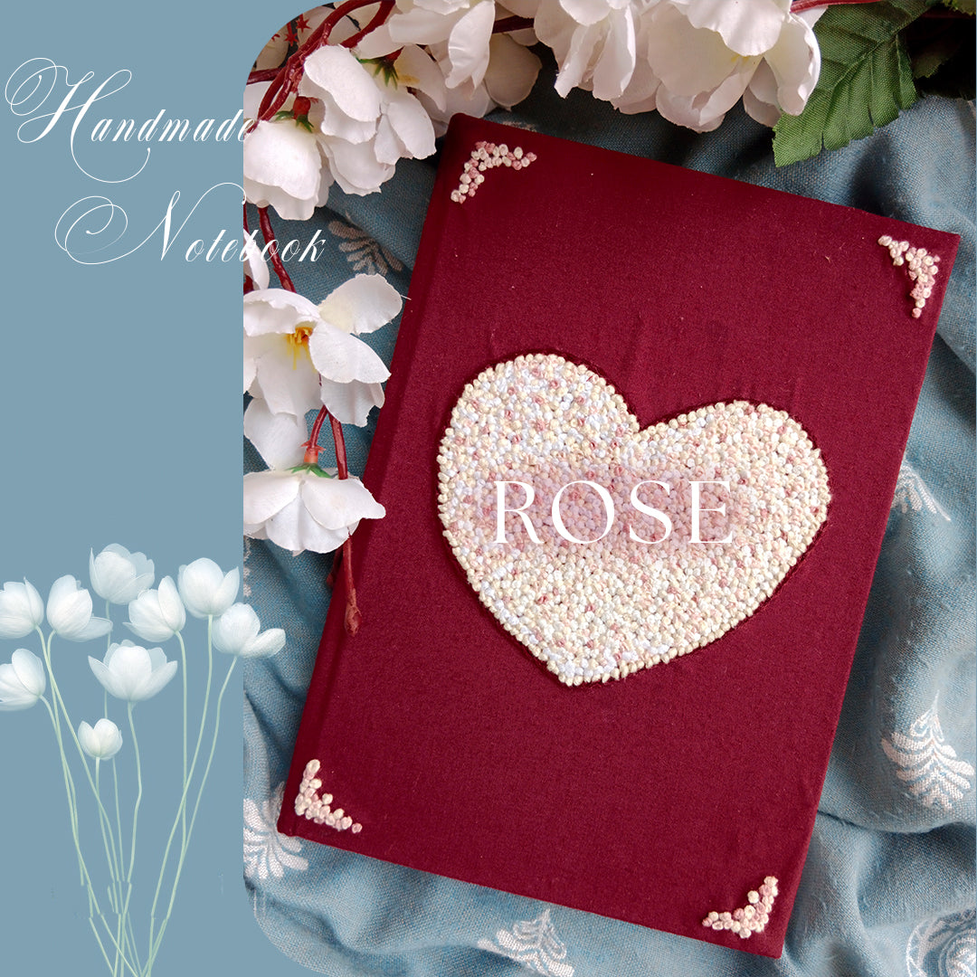 ROSE - Hand Embroidered Notebook