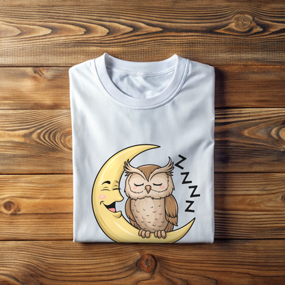 SLEEPY OWL, Unisex T-shirt, Printed Both Side