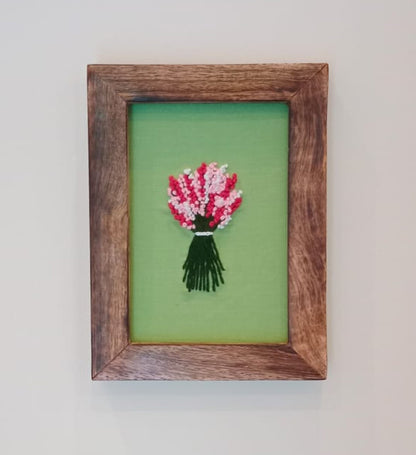 Wooden Framed Embroidery – Floral Design